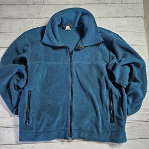 Vtg USA Cabelas Fleece Polartec Jacket Zippered Men's Size Large 90's Teal Green